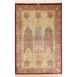 Hand Made Rug Ghom Silk Persia 103x157 Dark Red