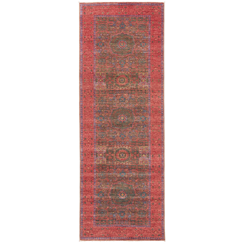 Rug Mamlouk Pakistan 83x236 Deep Red Olive Gree