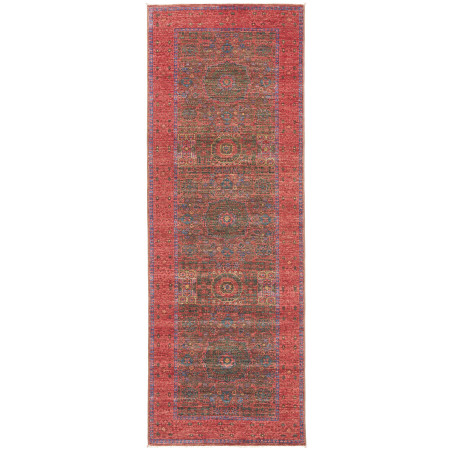 Rug Mamlouk Pakistan 83x236 Deep Red Olive Gree