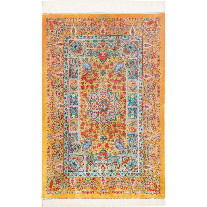 Tappeto Originale Ghom Seta Persia 81x121 Giall