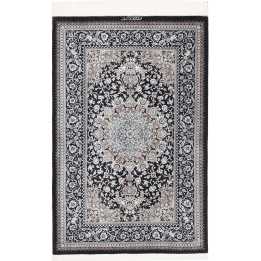 Hand Made Rug Ghom Silk Persia 80x121 Black Ivo