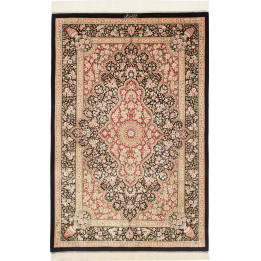 Hand Made Rug Ghom Silk Persia 98x148 Black Red