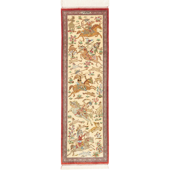 Tappeto Originale Ghom Seta Persia 38x132 Avori