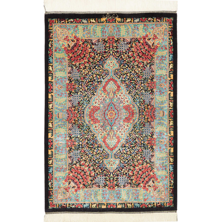 Tappeto Originale Ghom Seta Persia 61x91 Nero R