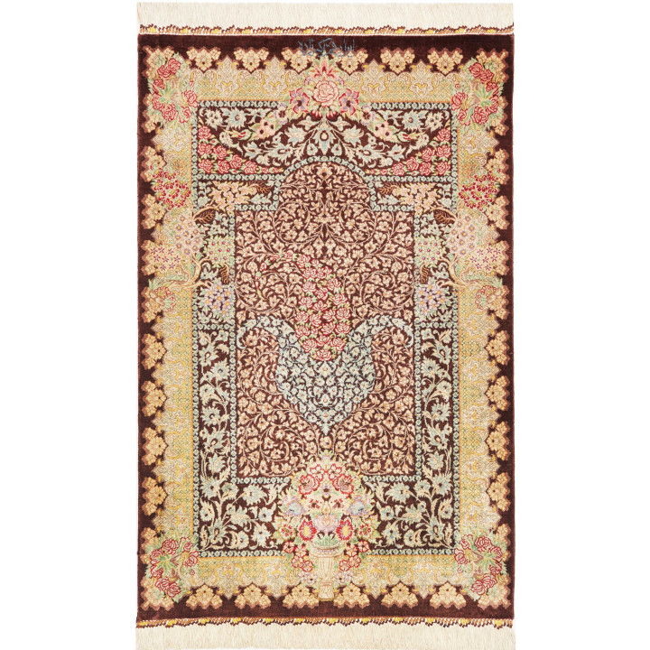 Tappeto Originale Ghom Seta Persia 60x92 Marron