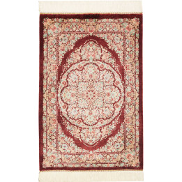 Hand Made Rug Ghom Silk Persia 61x91 Burgundy R