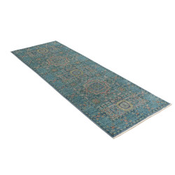 Rug Mamlouk Pakistan 77x204 Teal Beige Gold Ter