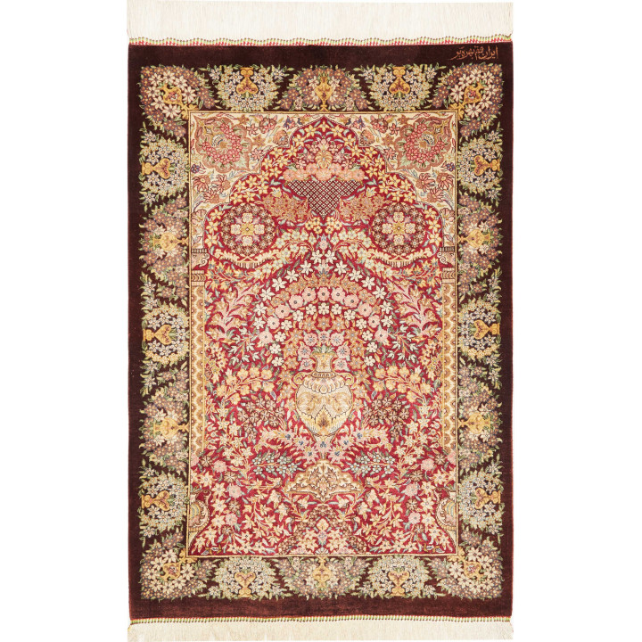 Tappeto Originale Ghom Seta Persia 63x94 Bordea