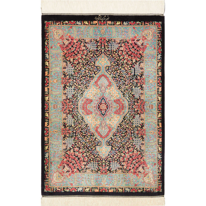 Tappeto Originale Ghom Seta Persia 63x93 Nero A