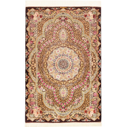 Tappeto Originale Ghom Seta Persia 79x121 Marro