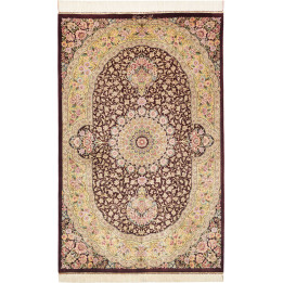 Hand Made Rug Ghom Silk Persia 79x124 Burgundy