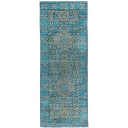 Rug Mamlouk Pakistan 77x205 Teal Blue Beige Gol