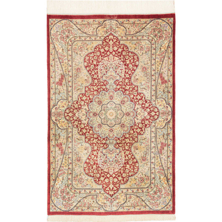 Tappeto Originale Ghom Seta Persia 74x118 Rosso