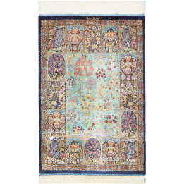Tappeto Originale Ghom Seta Persia 60x91 Azzurr