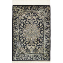 Hand Made Rug Ghom Silk Persia 58x88 Black Ivor