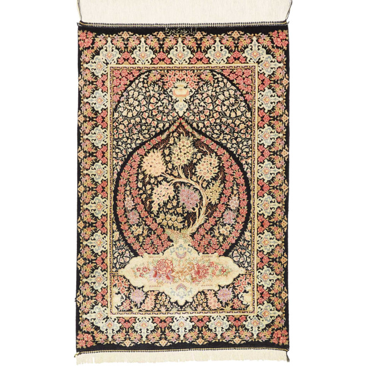 Tappeto Originale Ghom Seta Persia 57x88 Nero R