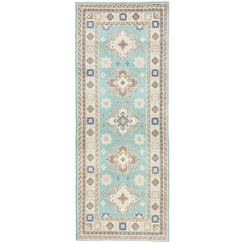 Rug Kazak Afghanistan 79x201 Turquoise Beige Bl