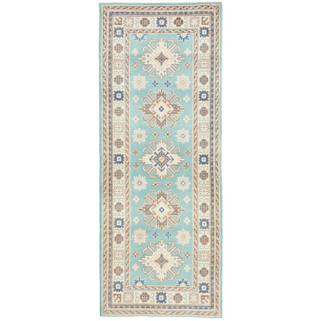 Rug Kazak Afghanistan 79x201 Turquoise Beige Bl