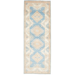 Rug Kazak Afghanistan 84x235 Light Blue Cream B