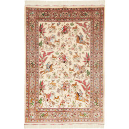 Hand Made Rug Ghom Silk Persia 133x198 Ivory Br