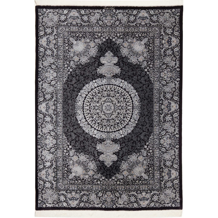 Tappeto Originale Ghom Seta Persia 138x195 Nero