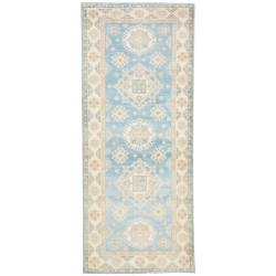 Rug Kazak Afghanistan 79x191 Sky Blue Cream Bei