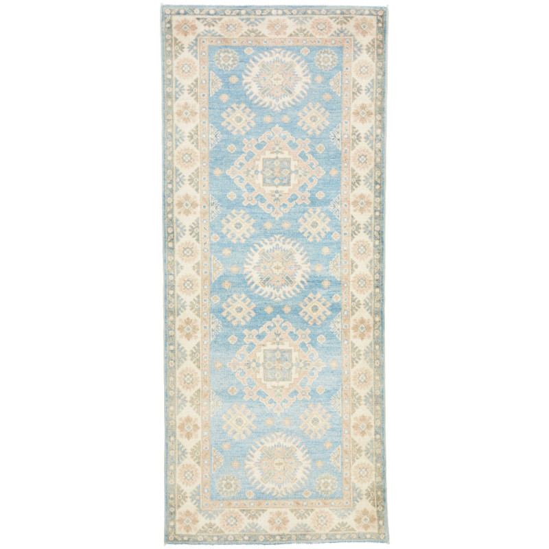 Rug Kazak Afghanistan 79x191 Sky Blue Cream Bei