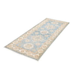 Rug Kazak Afghanistan 79x191 Sky Blue Cream Bei