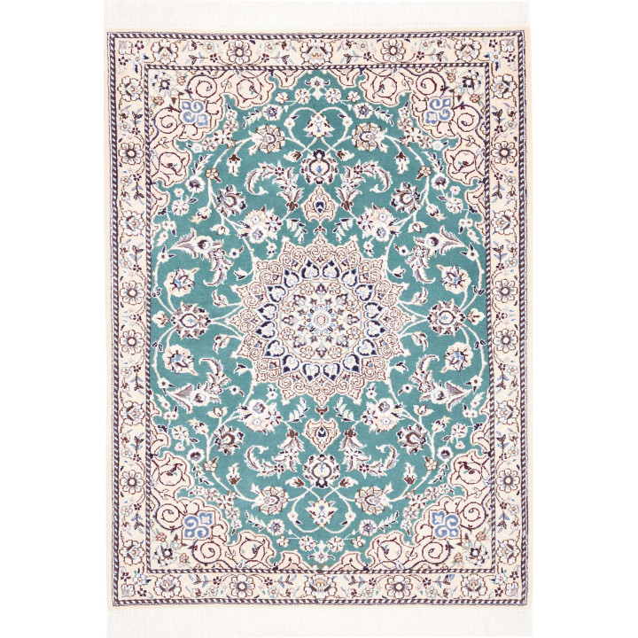 Hand Made Rug Nain 9la Persia 90x127 Teal Green