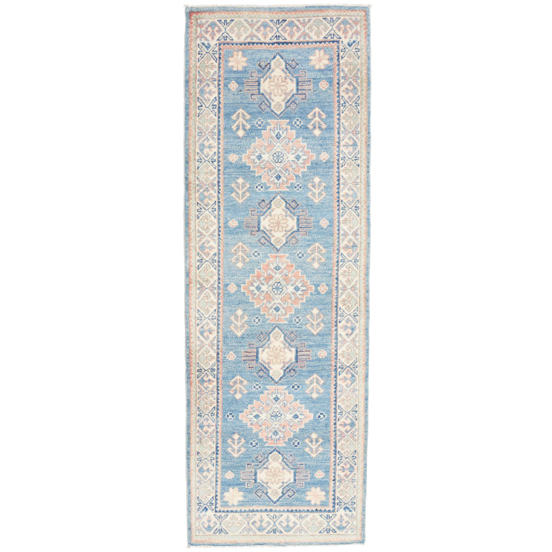 Rug Kazak Afghanistan 62x182 Sky Blue Peach Pin
