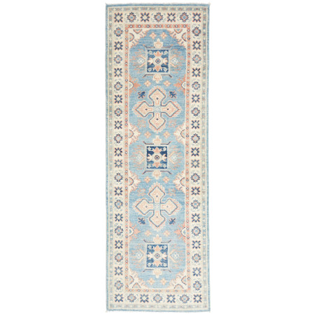 Rug Kazak Afghanistan 62x188 Sky Blue Cream Pea