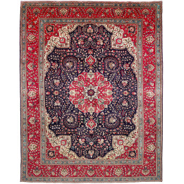Hand Made Rug Tabriz Persia 304x394 Red Dark Bl