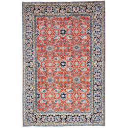 Hand Made Rug Kashan Persia 200x303 Coral Dark