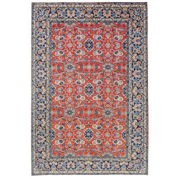Hand Made Rug Kashan Persia 198x292 Red Blue