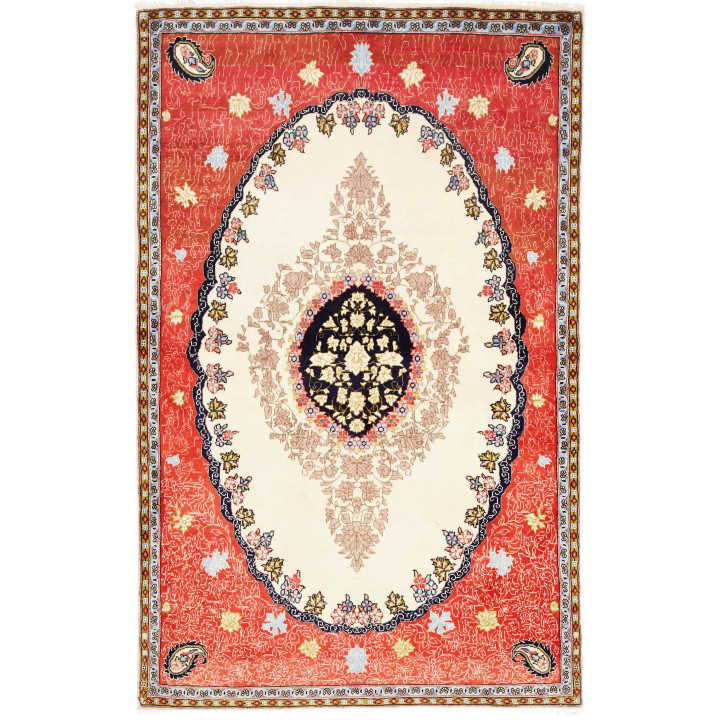 Hand Made Rug Kashan Fine Persia 135x210 Red Iv