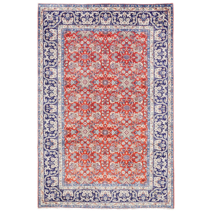 Hand Made Rug Kashan Persia 197x295 Red Dark Bl