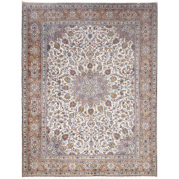 Hand Made Rug Kashan Persia 300x390 Ivory Taupe
