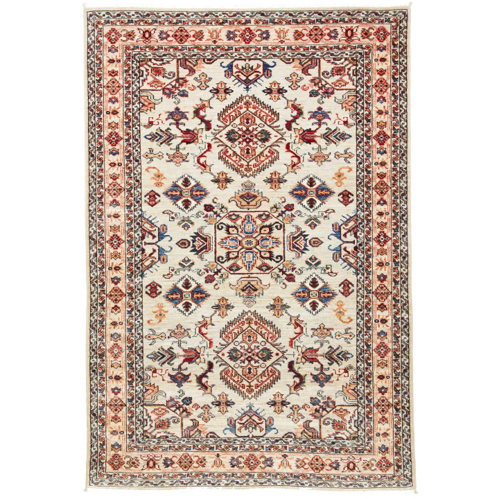 Hand Made Rug Kazak Fine Pakistan 124x183 Ivory