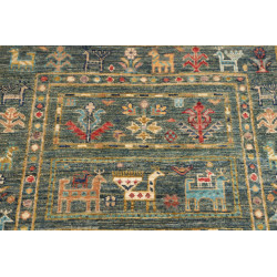 Rug Rubin Pakistan 76x237 Petrol Blue Ocher Rus