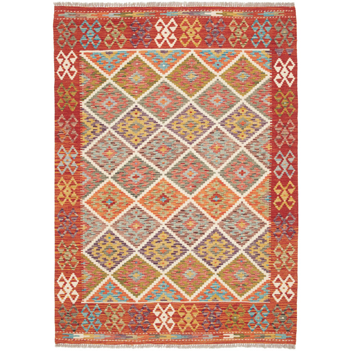 Hand Made Rug Kilim Afghanistan 133x183 Red Bei
