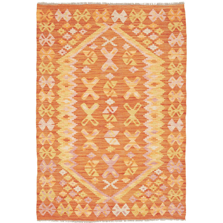Hand Made Rug Kilim Afghanistan 100x146 Orange