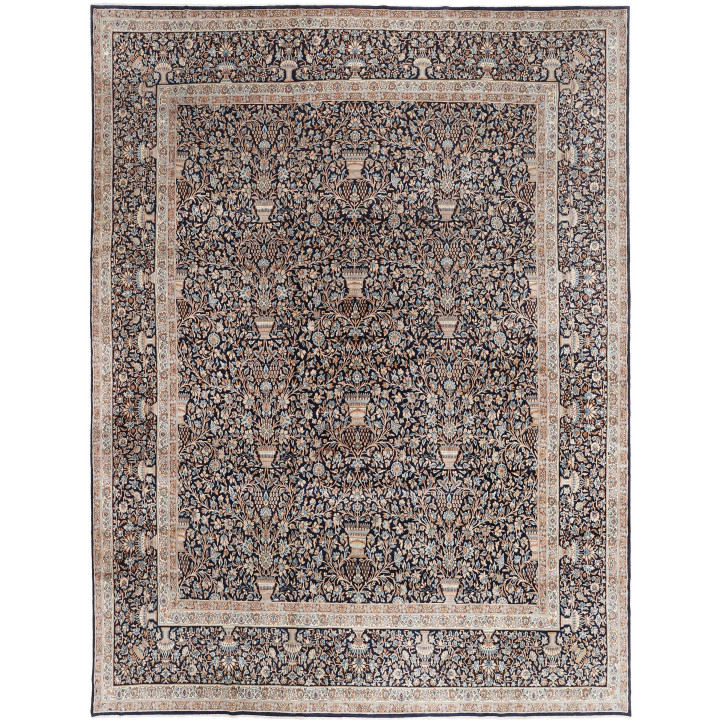 Hand Made Rug Kerman Persia 393x525 Dark Blue B