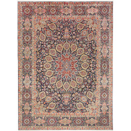 Tappeto Originale Kerman Persia 278x378 Blu Scu
