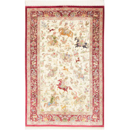 Hand Made Rug Ghom Silk Persia 133x208 Ivory Da
