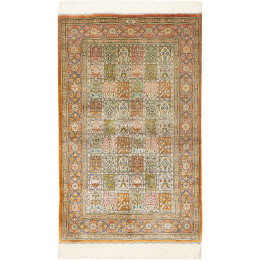 Hand Made Rug Ghom Silk Persia 77x123 Rust Sage