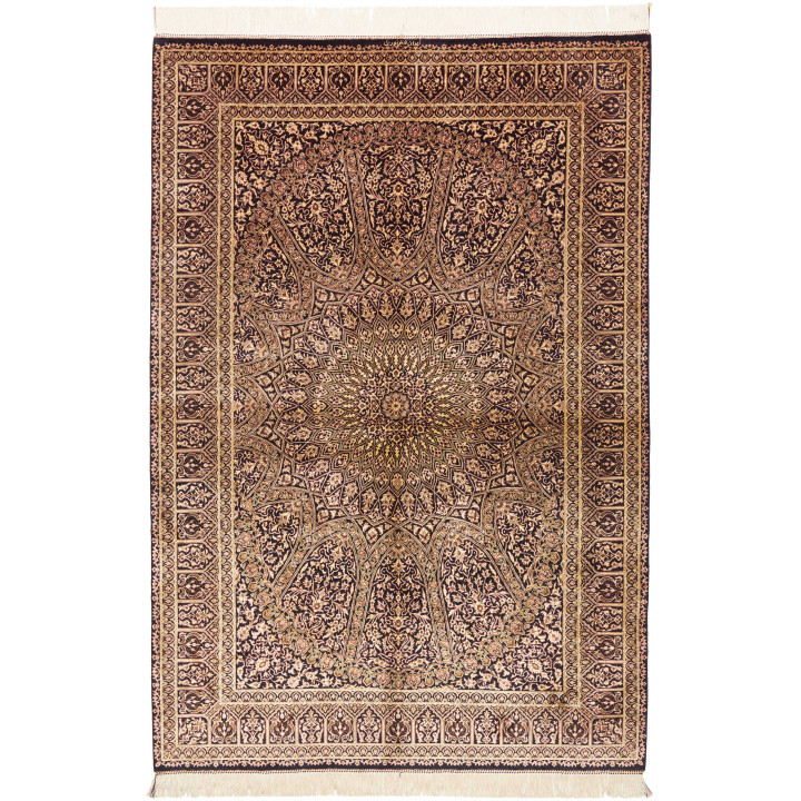 Hand Made Rug Ghom Silk Persia 133x197 Dark Bro