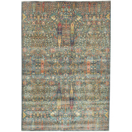 Hand Made Rug Floralia Pakistan 202x297 Petrol