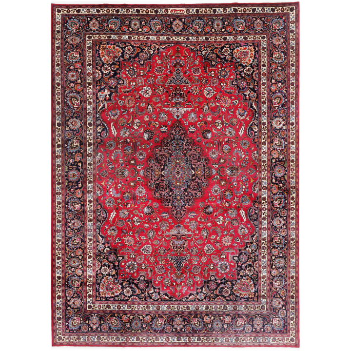 Hand Made Rug Mashad Persia 347x487 Red Dark Bl