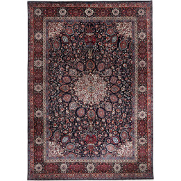 Hand Made Rug Mashad Persia 346x503 Dark Blue B