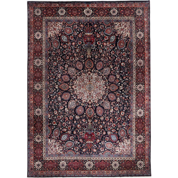 Hand Made Rug Mashad Persia 346x503 Dark Blue B